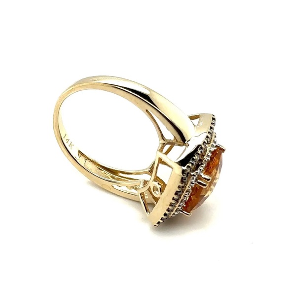 Le Vian 14k Yellow Gold Citrine & Diamond Halo Cocktail Ring - Picture 7 of 8